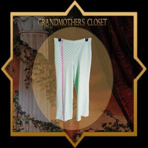 EUC: Vintage 70s Stockton Mint Green Geo Knit Flare Pants Retro Bell Bottom